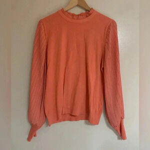 Elegant blouse balloon sleeves peach/salmon color | size large see measurements